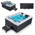 Artsauna Outdoor Whirlpool Oasis mit Treppe - Spa mit Massagedüsen, LED-Beleuchtung, 2 Filter, Abdeckung, Pumpe - Whirlpool Winterfest & beheizbar