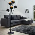 Stehlampe MAGMA - 170cm - schwarz gold - neigbar - kugelförmig - Wohnzimmerlampe