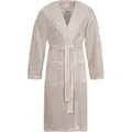 Vossen Unisex-Bademantel Lynn, Langform, Microfaser-Webfrottier, Kapuze, Gürtel, für Damen & Herren, mit Kapuze, aus Microfaser grau XXL