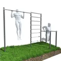 QLS Outdoor Fitness Station Set ZO6-60 – Klimmzugstange, Dip-Station & Sprossenwand – Street Workout Garten Set, höhenverstellbar, bis 250 kg, verzinkter Stahl