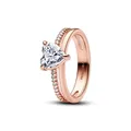 Pandora Ring Doppelband Herz Zirkonia Rosévergoldet 183100C01 Gr. 56