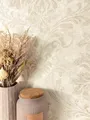 NEWROOM Tapete Beige Vliestapete Ornamente - Mustertapete Vintage Creme Struktur Glanz Metallic Romantisch inkl. Tapezier-Ratgeber