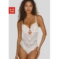 Body JETTE, Damen, Gr. 75, Cup A, beige (creme), Spitze, Netz, Obermaterial: 90% Polyamid, 10% Elasthan, sexy, figurbetont, ohne Ärmel, Bodies, aus floraler Spitze mit Push-up-Effekt, sexy Dessous, Reizwäsche