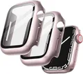Schutzhülle Displayschutz Apple Watch Series 9 8 7 41mm Gehärtetes Glas Rosa