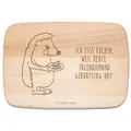Mr. & Mrs. Panda Frühstücksbrett Igel Kuchenstück - Transparent - Geschenk, Frühstücksbrettchen, Frühs, Buchenholz, (1-St), Einzigartiges Design