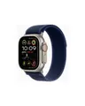 Apple Watch Ultra 2 49 mm natürliches Titan intelligente Uhr mit Trail Loop Nylongewebe Blau Bandgröße: S/M 64 GB LTE Wi-Fi 4 UWB Bluetooth 4G 61.4 g (MX4J3DH/A)