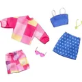 Mattel GWF04; HRH42 - Barbie Fashions 2er-Pack - Pinke Bluse und Short + Blaues Top und Rock mit Herzmuster