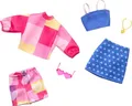 Barbie Fashions 2-Pack Clothing Set, 2 Outfits Doll Include Pink & Blue Inspired Skirt, Shorts, 2 Tops & 2 Accessories