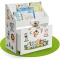 Juskys Kinder Bücherregal Mit 3 Fächern & Spielzeugkiste - Holz Regal Weiß - 63x30x70 Cm Bth - Aufbewahrung Von Büchern & Spielzeug Im Kinderzimmer