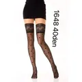 Damen Strumpfhose mit Overknees Optik 40 DEN für Frauen schwarz S/M