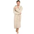 Blumtal Bademantel Herren, Baumwolle, mit gefütterter Kapuze, mit samtigen Frottee-Velours, Oeko-TEX® Zertifiziert beige L