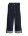 OPUS Damen Jeans | MIVA Turn UP Cropped Wide Jeans mit XL Umschlag Rinsed Blue, 34 L28