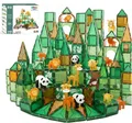 Olvy Magnetische Bausteine Montessori Spielzeug - 110 Magnetic Tiles Kinder - Magnetisches Konstruktionsspielzeug Ab 3 Jahre - Smart Playground Magnetbausteine, Magnetset Kinder (Dschungel)