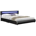 Juskys Polsterbett, Schwarz, Holz, 180x200 cm, Schlafzimmer, Betten, Polsterbetten