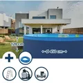 Stahlwandpool Set (5-teilig) Rund 450x120 Cm, Stahl 0,4 Mm Anthrazit, Folie 0,3 Mm Blau, Overlap
