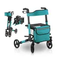 Juskys Rollator Vital faltbar, leicht & höhenverstellbar aus Aluminium bis 130 kg mit Sitz Petrol