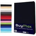 Buymax Spannbettlaken Buymax Jersey aus 100% Baumwolle, Jersey, Gummizug: Rundumgummi, (1 Stück), Pflegeleicht und Atmungsaktiv in Verschiedenen Farben und Größen schwarz 100 cm x 200 cm