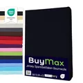 Buymax Spannbettlaken 100x200cm Baumwolle 100% Spannbetttuch Bettlaken Jersey, Matratzenhöhe bis 25 cm, Farbe Schwarz