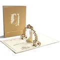 JeoPoom Pop Up Karte, Pop Up Hochzeitskarte, Glückwunschkarte mit Hochwertigem Goldfarbenen Umschlag, für Hochzeitstag, Hochzeitsgeschenk, Geburtstag, Hochzeitseinladung