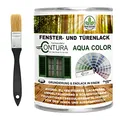 Farbmanufaktur CONTURA Nur das Beste für ihr Holz Fensterlack Türenlack 750ml nach RAL mit Pinsel Möbellack Innen und Außen Holzlack Metalllack (RAL 9016 Verkehrsweiß)