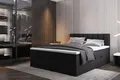 TRADA Boxspringbett mit Bettkästen und Bonell Matratze H3 - Elegant Bett Palermo mit Matratze und Topper - Schwarz - 200 x 200 cm