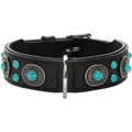 HUNTER Hundehalsband SIOUX, hochwertiges Leder-Design inspiriert von indianischen Ornamenten, Softvollrindleder, Made in Germany, hoher Tragekomfort, Farbe: schwarz, Größe: 50