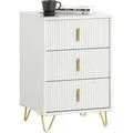 Sobuy Fbt115-l-w Nachttisch Mit 3 Schubladen Für Boxspringbett Sofatisch Beistelltisch Telefontisch Nachtschrank Nachtkommode Weiß Bht Ca. 40x63x40cm