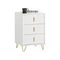 SoBuy Nachttisch schmaler mit 3 Schubladen, 63 cm ergonomische Höhe & 33 kg belastbar, Nachtschrank für Schlafzimmer und Wohnzimmer, ideal für kleine Räume, Weiß, 40 x 40 x 63 cm, FBT115-L-W