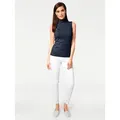 Shirttop HEINE, Damen, Gr. 42, blau (marine), 90% Polyamid, 10% Elasthan, unifarben, ohne Ärmel, Tops