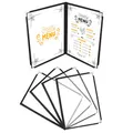 BELLE VOUS 5er Pack A4 Menükarten Halter - 5 Mappen für Speisekarte A4-5er Set Speisekartenhalter - 5 transparente Speisekarten A4 Hüllen - Klarsichthülle Schwarz mit Eckenschutz