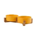 Lous Keramik Fressnapf mit Bambus (Gelb, 2x450ml)