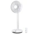 KLAMER Silent Ventilator, extra leiser DC Designventilator mit Fernbedienung, 12 Geschwindigkeitsstufen von lau bis turbo, Standventilator, Schlaf- & Eco-Modus, 8h Timer, autom. 90° Oszillation, weiß