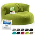 Green Bean Sitzsack Sofa mit Füllmaterial - Lounge im Sitzsack-Design 90x50cm mit ergonomischer Rückenlehne & waschbarem Bezug - Indoor und Outdoor geeignet in Grün