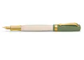 Kaweco STUDENT Füllhalter 60's Swing I Premium Füllfederhalter für Tintenpatronen mit hochwertiger Stahlfeder in Grün & Creme I Nostalgischer Luxus Füller 16 cm I Federbreite: B (Breit)