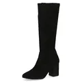 CAPRICE Damen Hohe Stiefel mit Absatz Memotion bis zum Knie Blockabsatz Weite G, Schwarz (Black Stretch), 36 EU