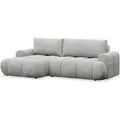 Selsey Ombo Mini - Ecksofa mit Schlaffunktion, Bettkasten und Plüsch-Bezug, Hellgrau, links - Dunkelgrau