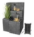 Arnusa Gartenbrunnen Solar Springbrunnen Grada mit Beleuchtung und Akku Solarmodul, 47,50 cm Breite, Wasserspiel Terrassenbrunnen 75 cm
