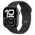 Apple Watch Series 10 42 mm Aluminiumgehäuse diamantschwarz am Sportarmband S/M schwarz [Wi-Fi + Cellular]