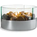 Philippi Burn Tischkamin Stahl, verchromt, Glas, Flusssteine 123072 - Silber