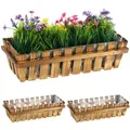 Relaxdays Blumenkasten Holzzaun 3er Set Braun