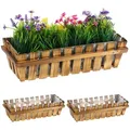 Relaxdays - Blumenkasten, 3er Set, Holz, Lattenoptik, Fensterbank Und Balkon, Hxbxt 12 X 45 X 19,5 Cm, Balkonkasten, Natur