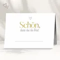 50 Tischkarten für deine Hochzeit | Herz gold - Premium Platzkarte "schön dass du da bist" im Set, Sitzplatzkarte, Design Namenskarte für Gäste