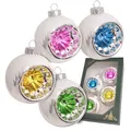 Krebs Glas Lauscha Reflexkugeln Retro - Christbaumschmuck Größe 7 cm - 4er Set