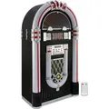 Monstershop Jukebox Holz-Gehäuse Retro 50er Jahre Musikbox mit Schallplattenspieler USB-SD-Slot, AUX, MP3 Player CD-Player Bluetooth Radio mit LED... - Schwarz