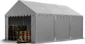 TOOLPORT Lagerzelt 4x6 m Industriezelt Unterstand PVC Plane 750 N grau mit Bodenrahmen