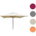 Gastronomie Holz-Sonnenschirm HWC-C57, Gartenschirm, Polyester/Holz 28kg, eckig 4x4m Seilzug sto√üsicher ~ creme