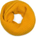 styleBREAKER Damen Strick Loop Schal Einfarbig mit Linksstrick Muster, warmer Winter Strickschal, Schlauchschal 01018166, Farbe:Curry