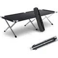 Kronenburg Feldbett XXL klappbar- 210 x 82 x 45 cm - Campingbett - inkl. Tasche - Belastbarkeit bis 200 kg - schwarz - Schwarz