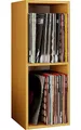 VCM Holz Stand Regal | Regal mit 2 großen Fächer | Maße: H. 72 x B. 34 x T. 30 cm | Platz für 65 Schallplatten | 1 Fester Fachboden - Platto