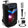 Pyle PA Bluetooth Lautsprecher – Karaoke Maschine mit Karaoke Mikrofon, 400W, Musikbox Bluetooth Box, Partybox, Rechargeable, 8” Subwoofer, 1” Tweeter, Aufnahmefunktion, Partybeleuchtung, USB/SD-Radio